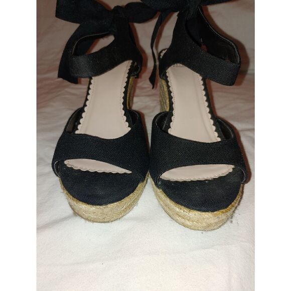 Shoedazzle Madison Women's Size 7 Black Strappy Sandal Espadrille. - Picture 3 of 10